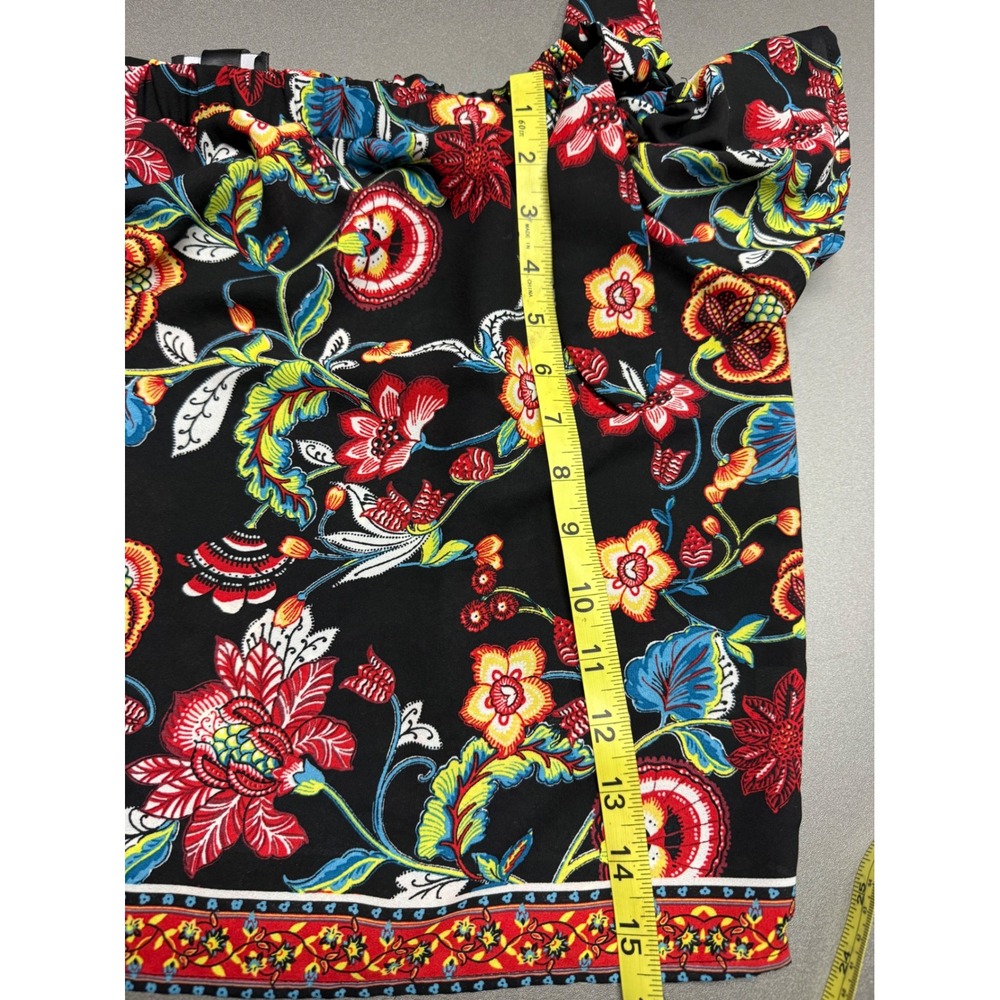 By & By Floral Off The Shoulder Tie Sleeve Blouse Black Multi Color Medium - Picture 6 of 9